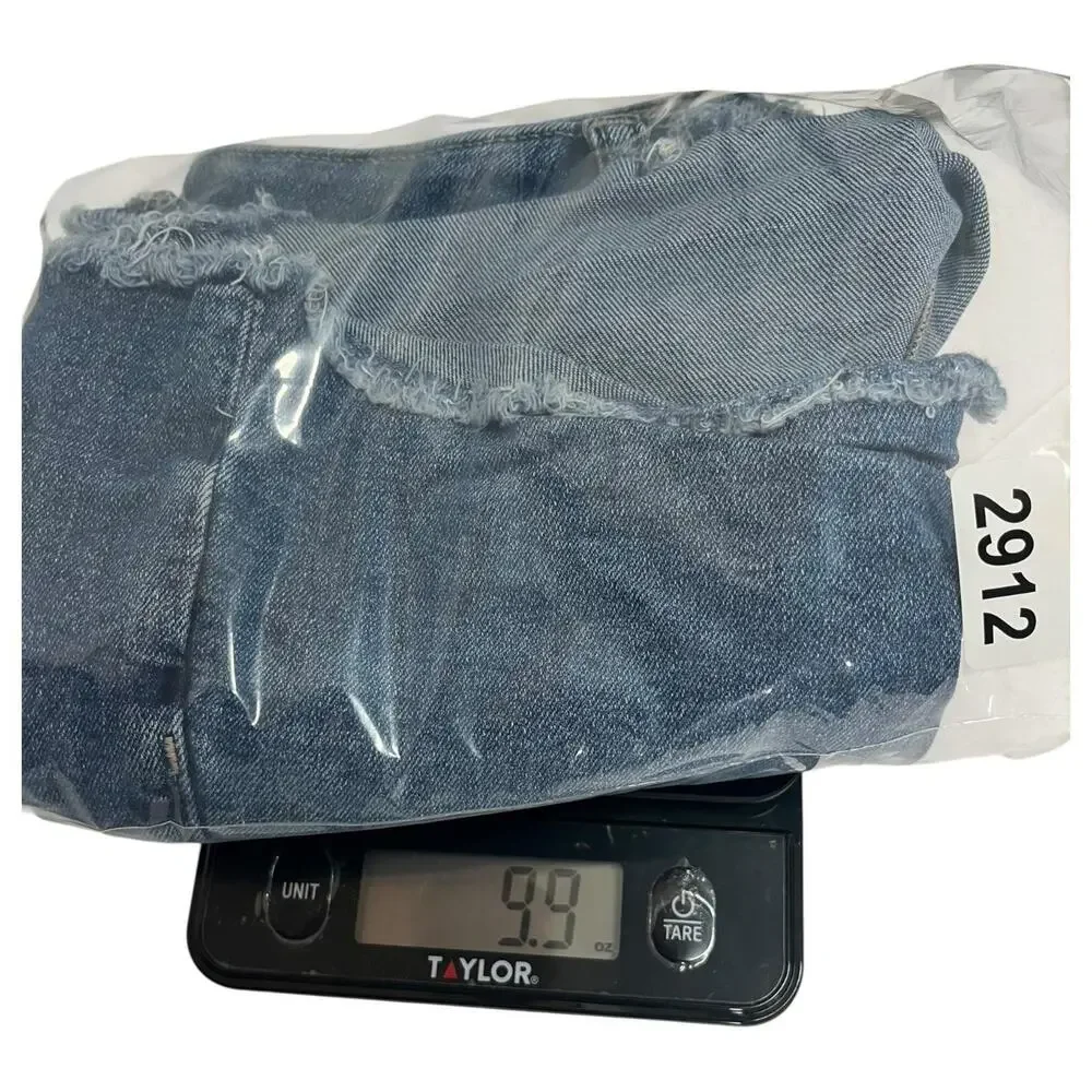 American Eagle Shorts Womens 4 Blue Denim Mom Short High Rise Frayed Hem Stretch - Picture 15 of 15